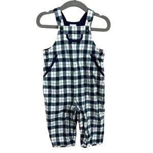 Janie & Jack Plaid Overalls Romper 3-6 Months Blue Green Baby Boy